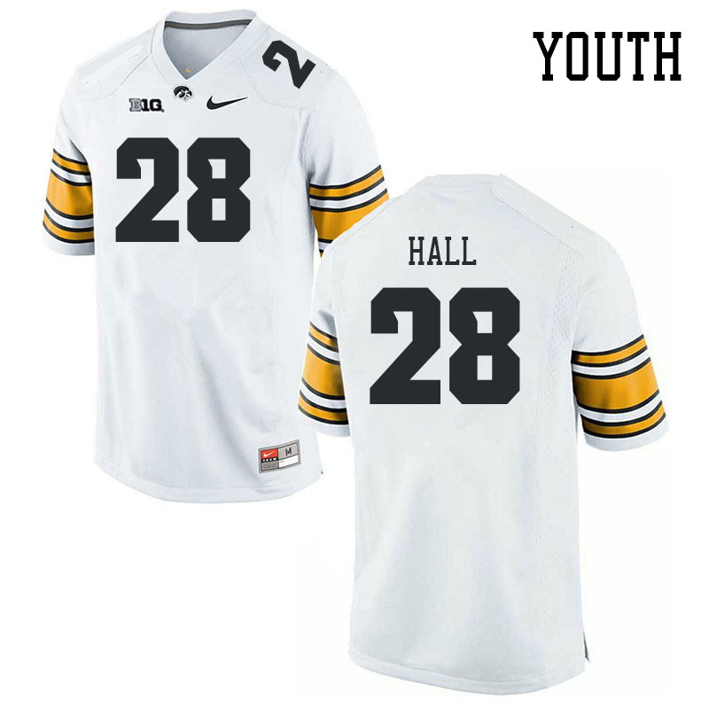 Youth #28 Aidan Hall Iowa Hawkeyes College Football Jerseys Stitched Sale-White - Click Image to Close